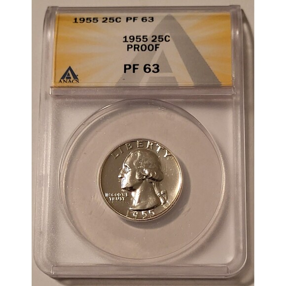 1955 Washington Quarter Proof PF63 ANACS - Picture 1 of 2